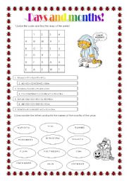 English Worksheet: Days and months!