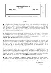 English Worksheet: test