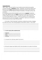 English Worksheet: Comprehension