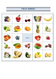 English Worksheet: Fruit Bingo 1