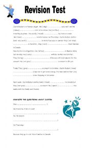 English Worksheet: Revision Justin Bieber TENSES AND QUESTIONS 