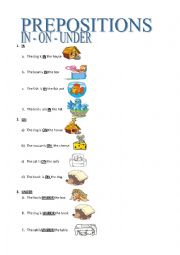 English Worksheet: Prepositons(IN - ON - UNDER)