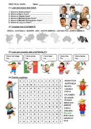 English Worksheet: Countries & nationalities