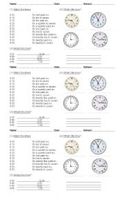 English Worksheet: The Time test
