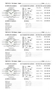 English Worksheet: Numbers test