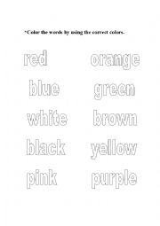 English Worksheet: Color the words