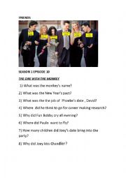 English Worksheet: FRIENDS EPISODE 10