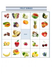 English Worksheet: Fruit Bingo 2