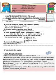 English Worksheet:    8th form  Mid-Term-Test N�1 