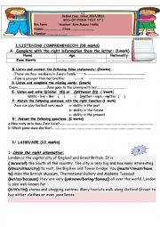 English Worksheet:    8th form  Mid-Term-Test N1 