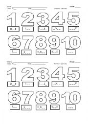 English Worksheet: Numbers 1-10