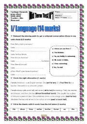 English Worksheet: Mid term test N 1 _ 7th forms