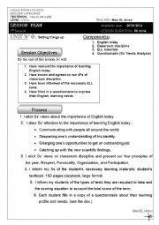 English Worksheet: Lesson plan