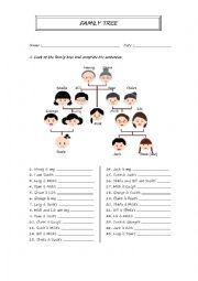 English Worksheet: FAMILY TREE