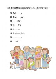 English Worksheet: Family Members (Labelling Activity PART 3)