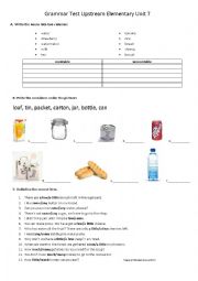 English Worksheet: Grammar Test Countable or Uncountable Nouns