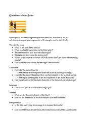 English Worksheet: movie questions to juno