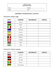 English Worksheet: Countries, nationalities and capitals