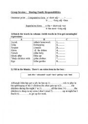 English Worksheet: sharing family responsiblities 9th grade