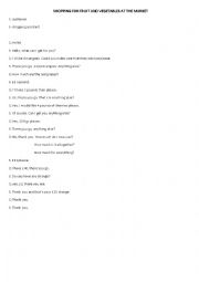 English Worksheet: shopping at the market