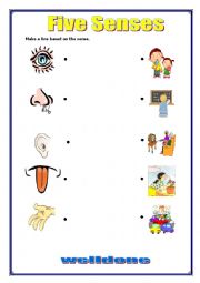 English Worksheet: five senses