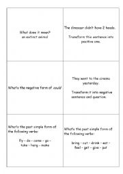 English Worksheet: A1+ cards vocabulary and grammar part 2