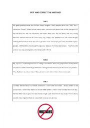 English Worksheet: Spot and correct the mistakes