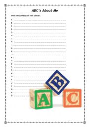 English Worksheet: ABCs about me