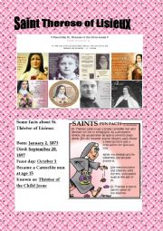 English Worksheet: Celebrating the Feast of St. Therese of the Child Jesus.
