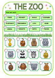 English Worksheet: THE ZOO - ACTIVITY 2