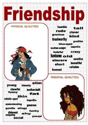 English Worksheet: FRIENDSHIP - PHYSICAL & PERSONAL QUALITIES