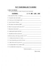 English Worksheet: put your english to work