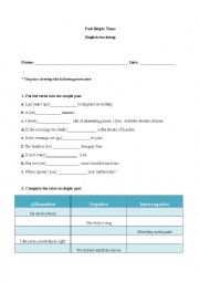 English Worksheet: Past Simple Tense