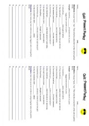 English Worksheet: quiz present perfect