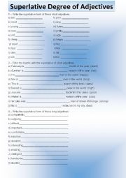 English Worksheet: Superlative of Short and Long Adjectives