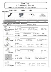 English Worksheet: The Monkey Puzzle