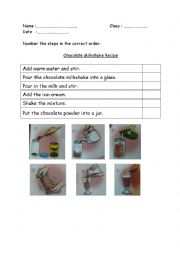 English Worksheet: Chocolate Shake Recipe