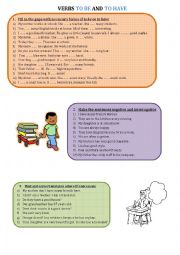 English Worksheet: Verbs to be and to have