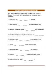 English Worksheet: present simple or present progressinve
