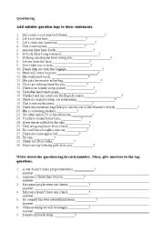 English Worksheet: tag question