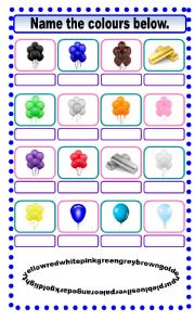 English Worksheet: Colours (PET)