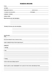 English Worksheet: reading record