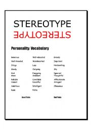 English Worksheet: Cultural and gender Stereotypes 