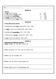 English Worksheet: daily activities