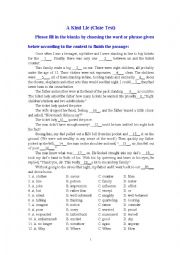 English Worksheet: A Kind Lie (Cloze Test)