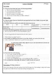 English Worksheet: Lesson 3 2nd Form: Friendship