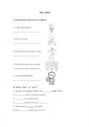 English Worksheet: Can Cant