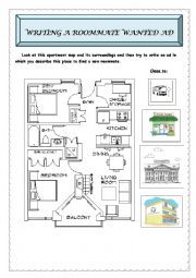 English Worksheet: Guided writing: a roommate wanted ad