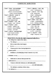 English Worksheet: compound adjectives