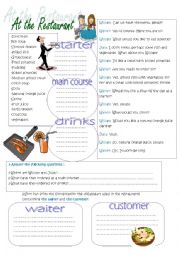 English Worksheet: At the restaurant